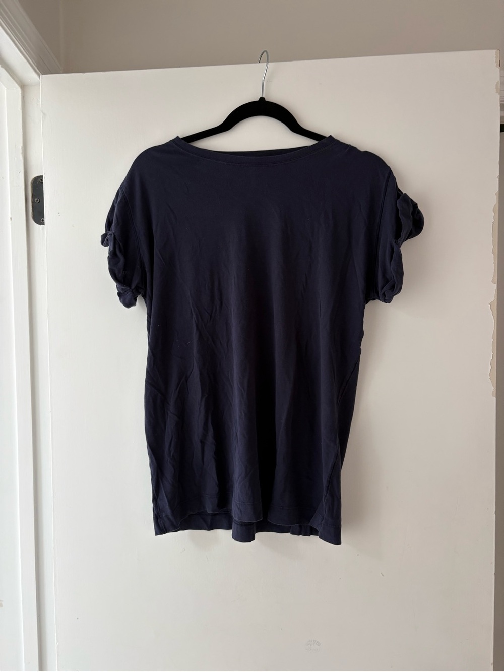lululemon athletica Navy Short Sleeve Knot Detail Tee